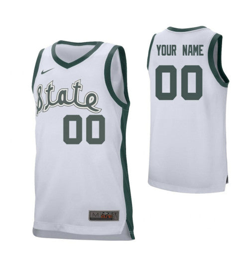 Michigan State Spartans Custom Retro Jersey White retro stitched fan jersey RTJ9593 image 1