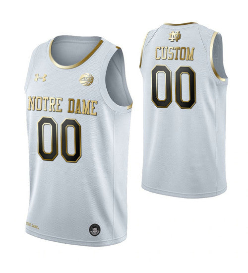 Notre Dame Fighting Irish Custom College Basketball Golden Edition Jersey White retro stitched fan jersey RTJ8716