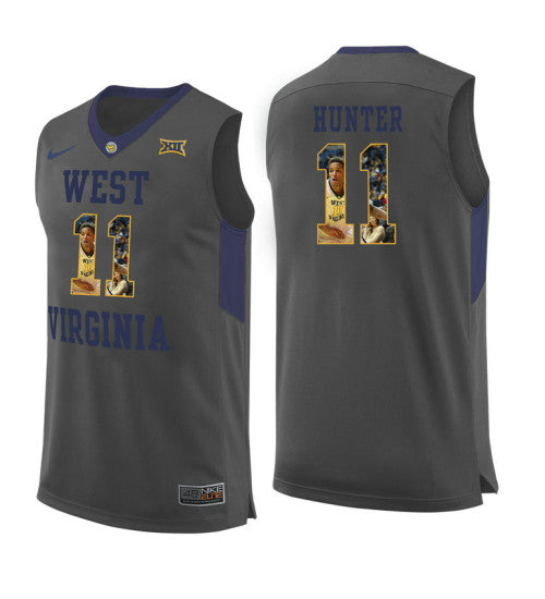 West Virginia Mountaineers 11 Dangelo Hunter College Basketball Jersey Gray 5657 retro stitched fan jersey RTJ6992