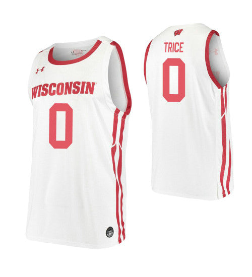 Dmitrik Trice College Basketball Jersey White Wisconsin Badgers retro stitched fan jersey RTJ11773 image 1