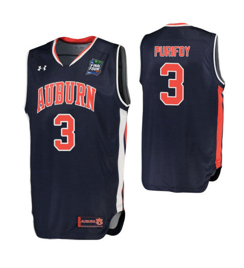 Auburn Tigers 3 Danjel Purifoy Navy College Basketball Jersey retro stitched fan jersey RTJ6303 image 1