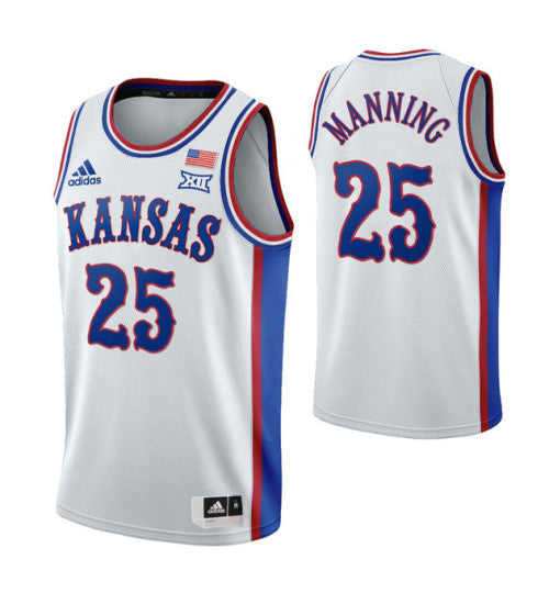 Kansas Jayhawks 25 Danny Manning White College Basketball Jersey 2047 retro stitched fan jersey RTJ10602 image 1