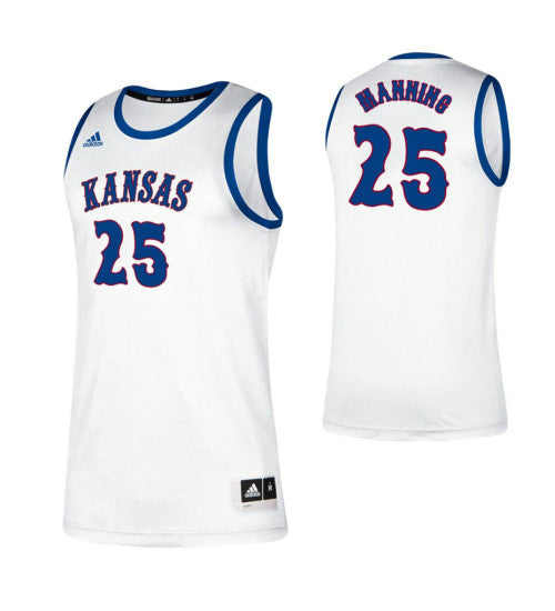 Kansas Jayhawks 25 Danny Manning Classic College Basketball Jersey White retro stitched fan jersey RTJ4638 image 1