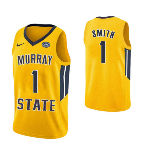 Murray State Racers 1 Daquan Smith College Basketball Jersey Yellow retro stitched fan jersey RTJ3410 image 1