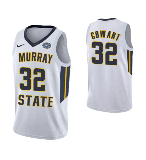 Murray State Racers 32 Darnell Cowart College Basketball Jersey White retro stitched fan jersey RTJ9186 image 1