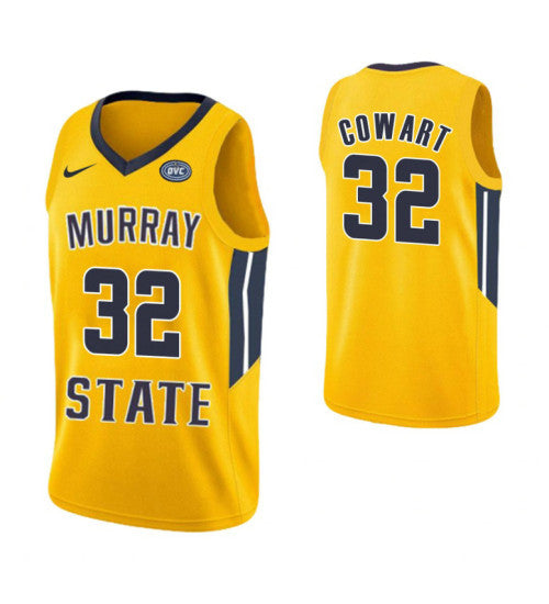 Murray State Racers 32 Darnell Cowart College Basketball Jersey Yellow retro stitched fan jersey RTJ9185 image 1