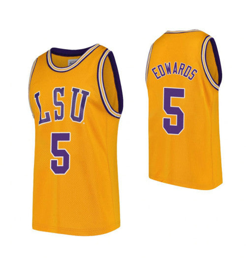 LSU Tigers Daryl Edwards College Basketball Jersey Gold retro stitched fan jersey RTJ4208 image 1