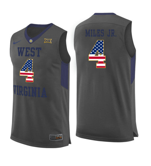 West Virginia Mountaineers 4 Daxter Miles Jr College Basketball Jersey Gray 11495 retro stitched fan jersey RTJ1154
