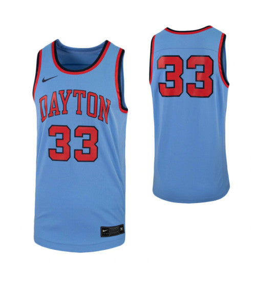 Dayton Flyers 33 College Basketball Jersey Light Blue retro stitched fan jersey RTJ11708 image 1