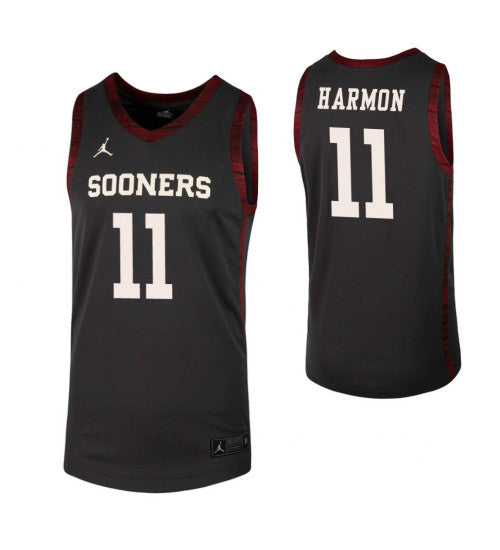 Devion Harmon College Basketball Jersey Anthracite Oklahoma Sooners retro stitched fan jersey RTJ5771 image 1