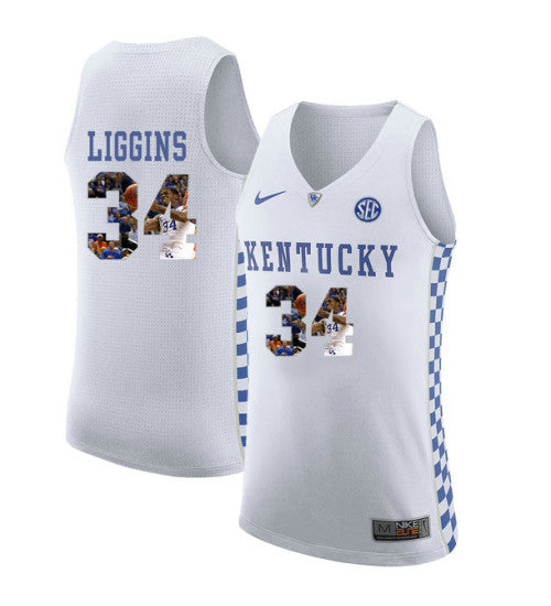 Kentucky Wildcats 34 Deandre Liggins College Basketball Jersey White retro stitched fan jersey RTJ10335 image 1