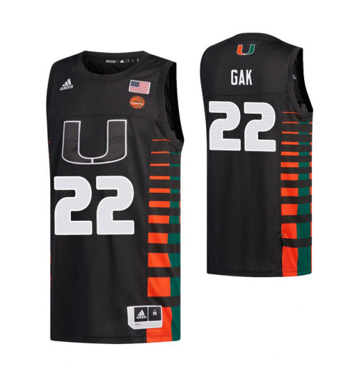 Miami Hurricanes 22 Deng Gak Black College Basketball Jersey retro stitched fan jersey RTJ4024 image 1