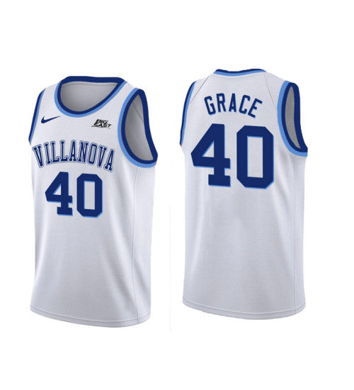 Villanova Wildcats 40 Denny Grace College Basketball Jersey White retro stitched fan jersey RTJ1422 image 1