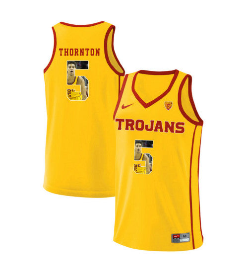 USC Trojans 5 Derryck Thornton College Basketball Jersey Yellow 5268 retro stitched fan jersey RTJ7381 image 1