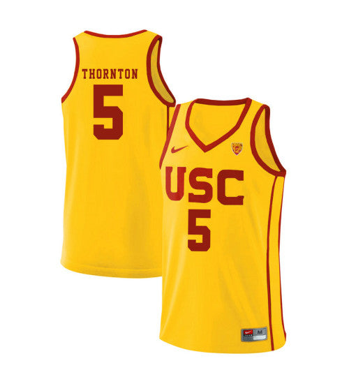 USC Trojans 5 Derryck Thornton College Basketball Jersey Yellow 5267 retro stitched fan jersey RTJ7382 image 1