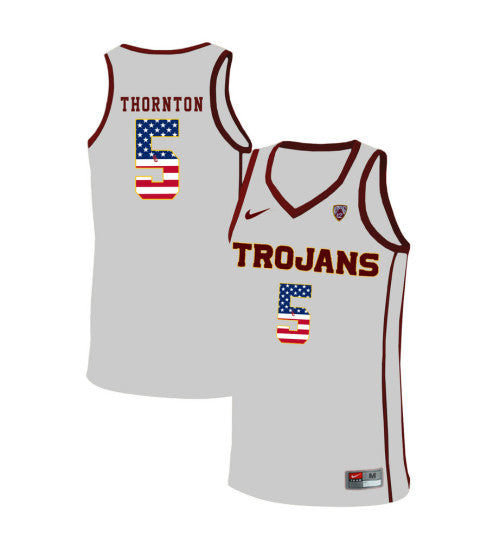 USC Trojans 5 Derryck Thornton College Basketball Jersey White 11024 retro stitched fan jersey RTJ1625 image 1