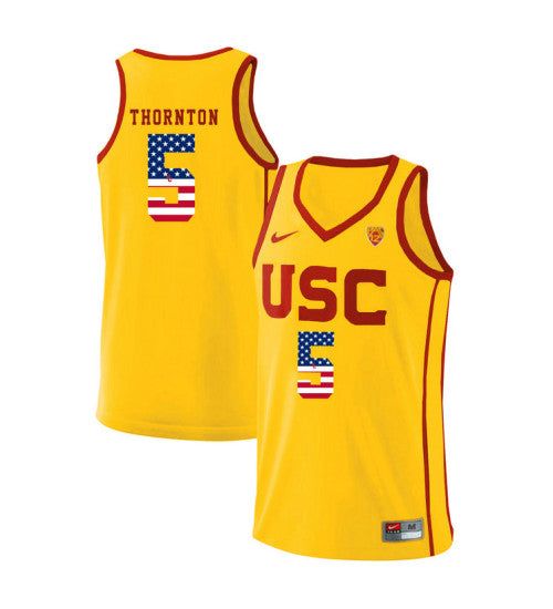 USC Trojans 5 Derryck Thornton College Basketball Jersey Yellow 11027 retro stitched fan jersey RTJ1622 image 1