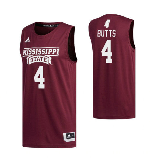 Mississippi State Bulldogs 4 Devin Butts Maroon College Basketball Jersey retro stitched fan jersey RTJ3462 image 1