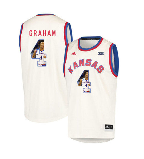 Kansas Jayhawks 4 Devonte Graham College Basketball Jersey Cream retro stitched fan jersey RTJ10564 image 1