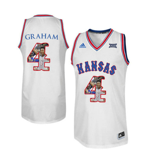 Kansas Jayhawks 4 Devonte Graham College Basketball Jersey White 7954 retro stitched fan jersey RTJ4695 image 1