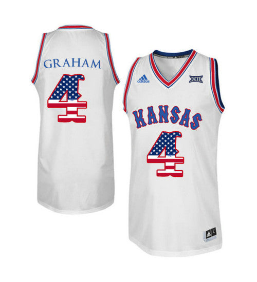 Kansas Jayhawks 4 Devonte Graham College Basketball Jersey White 2087 retro stitched fan jersey RTJ10562 image 1