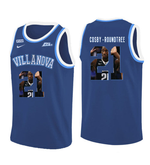 Villanova Wildcats 21 Dhamir Cosby Roundtree College Basketball Jersey Blue 5421 retro stitched fan jersey RTJ7228