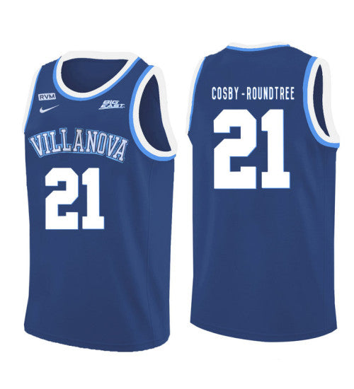 Villanova Wildcats 21 Dhamir Cosby Roundtree College Basketball Jersey Blue 5423 retro stitched fan jersey RTJ7226