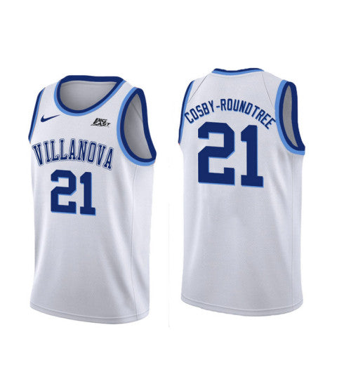 Villanova Wildcats 21 Dhamir Cosby Roundtree College Basketball Jersey White 11184 retro stitched fan jersey RTJ1465