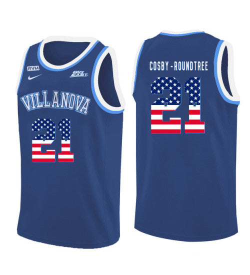 Villanova Wildcats 21 Dhamir Cosby Roundtree College Basketball Jersey Blue 5422 retro stitched fan jersey RTJ7227