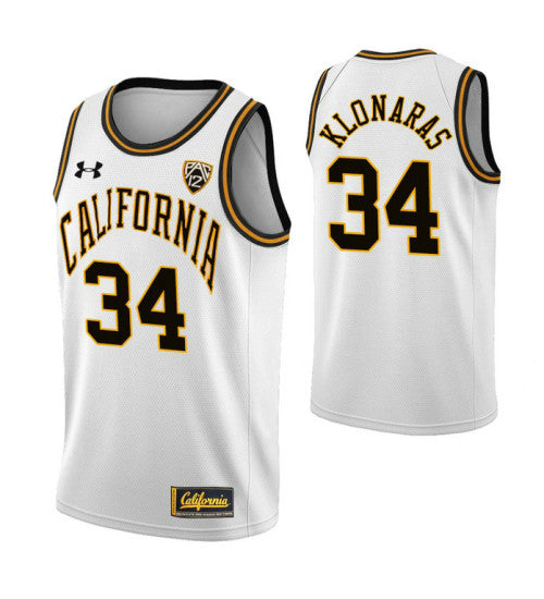 California Golden Bears 34 Dimitrios Klonaras Classic College Basketball Jersey White retro stitched fan jersey