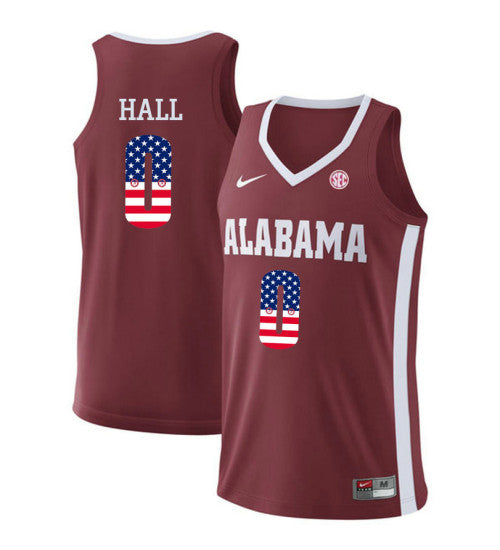 Alabama Crimson Tide 0 Donta Hall College Basketball Jersey Red 1 retro stitched fan jersey RTJ12655 image 1