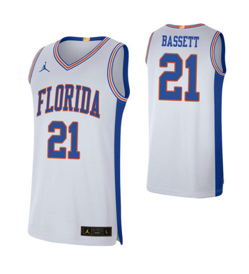 Florida Gators 21 Dontay Bassett White College Basketball Jersey retro stitched fan jersey RTJ11369 image 1