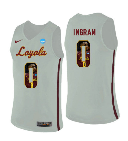 Loyola Chi Ramblers 0 Donte Ingram College Basketball Jersey White retro stitched fan jersey RTJ10177 image 1