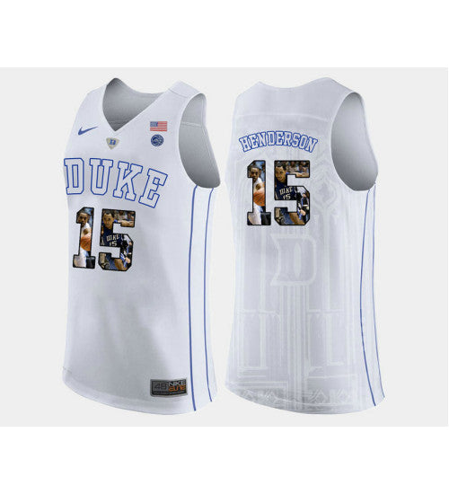 Duke Blue Devils 15 Gerald Henderson White Road College Basketball Jersey retro stitched fan jersey RTJ5678 image 1