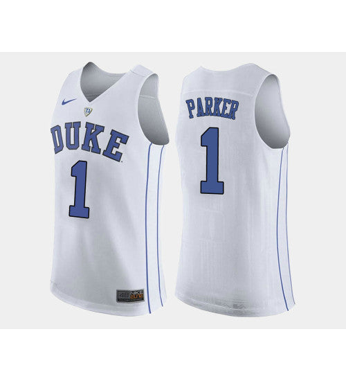 Duke Blue Devils 1 Jabari Parker White Road College Basketball Jersey retro stitched fan jersey RTJ5740 image 1