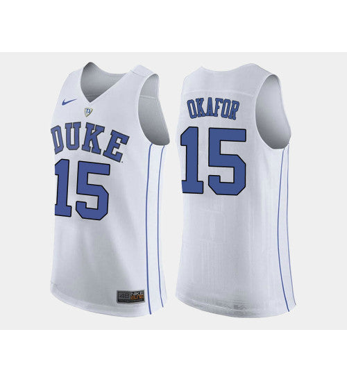 Duke Blue Devils 15 Jahlil Okafor White Road College Basketball Jersey retro stitched fan jersey RTJ5676 image 1