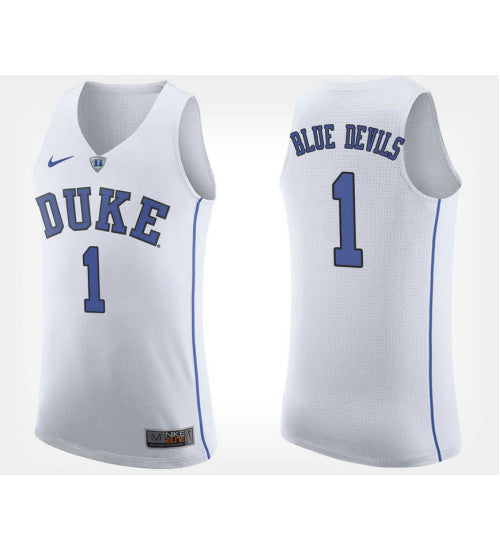 Duke Blue Devils No 1 White Road College Basketball Jersey retro stitched fan jersey RTJ5534 image 1