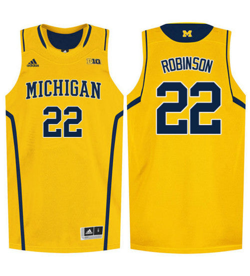 Michigan Wolverines 22 Duncan Robinson College Basketball Jersey Gold retro stitched fan jersey RTJ9477 image 1