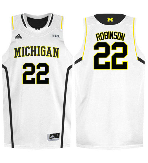 Michigan Wolverines 22 Duncan Robinson College Basketball Jersey White 8991 retro stitched fan jersey RTJ3658 image 1