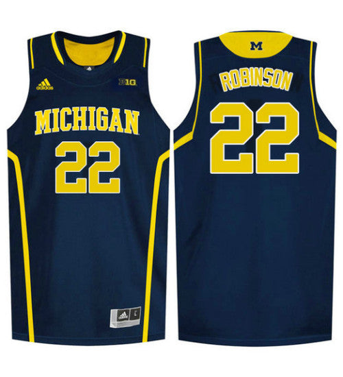 Michigan Wolverines 22 Duncan Robinson College Basketball Jersey Navy 3174 retro stitched fan jersey RTJ9475 image 1