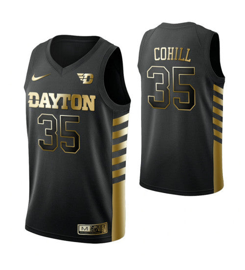 Dayton Flyers 35 Dwayne Cohill Black College Basketball Jersey retro stitched fan jersey RTJ11700 image 1
