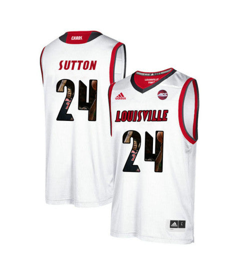Louisville Cardinals 24 Dwayne Sutton College Basketball Jersey White retro stitched fan jersey RTJ4366 image 1