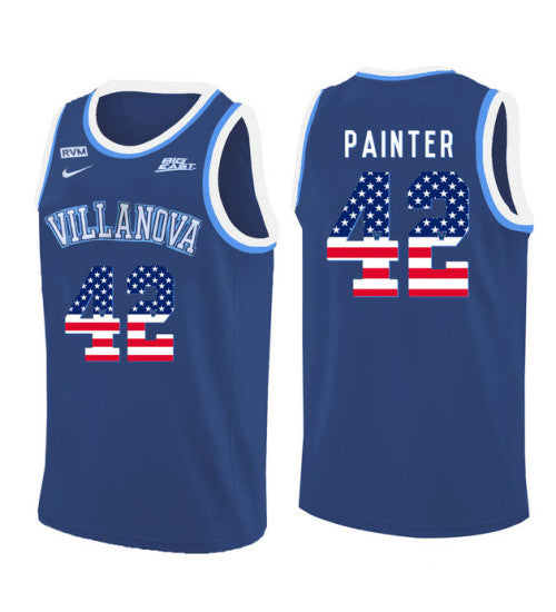 Villanova Wildcats 42 Dylan Painter College Basketball Jersey Blue 11230 retro stitched fan jersey RTJ1419 image 1