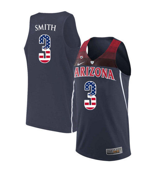 Arizona Wildcats 3 Dylan Smith College Basketball Jersey Navy 276 retro stitched fan jersey RTJ12373 image 1
