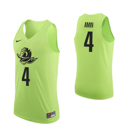 Oregon Ducks 4 Ehab Amin College Basketball Jersey Apple Green retro stitched fan jersey RTJ2591 image 1