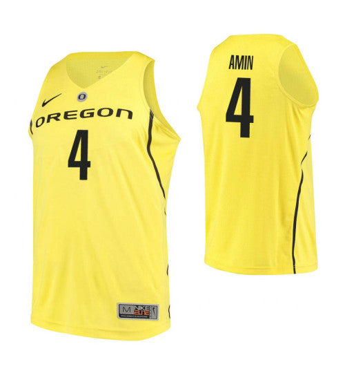Oregon Ducks 4 Ehab Amin College Basketball Jersey Yellow retro stitched fan jersey RTJ8380 image 1