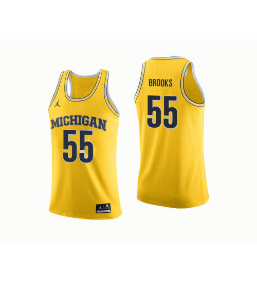 Michigan Wolverines 55 Eli Brooks College Basketball Jersey Yellow 3280 retro stitched fan jersey RTJ9369 image 1
