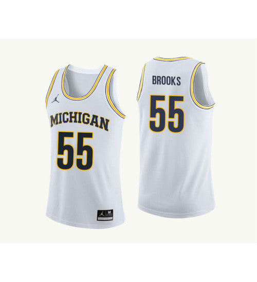 Michigan Wolverines 55 Eli Brooks College Basketball Jersey White 9093 retro stitched fan jersey RTJ3556 image 1