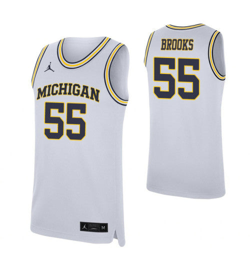 Eli Brooks College Basketball Jersey White Michigan Wolverines retro stitched fan jersey RTJ11405 image 1