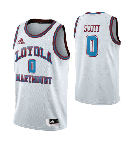 Loyola Marymount Lions 0 Eli Scott Throwback College Basketball Jersey White retro stitched fan jersey RTJ10114 image 1